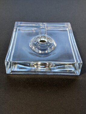 Vintage Clear Glass Lamp Base - Square 3.5 in. with space for cord